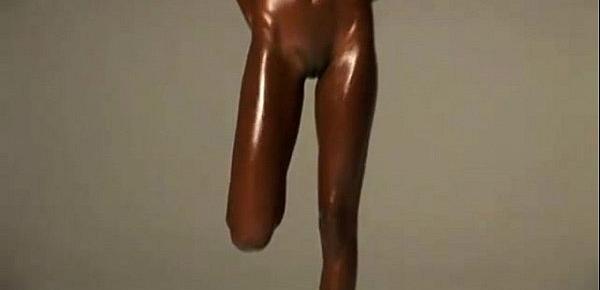  chocolate skin flexible African model wide legs opening